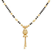 ZENEME Gold-Plated Black & White Artificial Stones Studded & Beads Beaded Locket Mangalsutra For Women (Design 8)