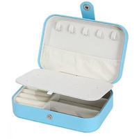 Shining Diva Fashion Jewellery Organisers Box PU Leather Storage Case for Rings, Earrings, Necklace Jewelry Organizer for Women Travel (BOX1004) (Blue)
