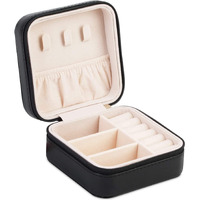 HSR Travel Mini Organizer Portable Storage Case, Small Travel Jewelry Box, for Rings Earrings Necklace, Best Gifts Choice for Girls Women (Black)