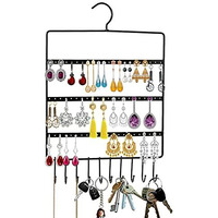 ROLLYWARE Lightweight & Wall Mounted Earrings Organizer/Stand for Tangle Free Hanging for Women, 70 Holes - 11 Hooks, Made of Sturdy Metal, Suitable to Organize Necklace, Bracelets