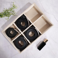 La Trove Luxury Velvet 6 Slot BELT Organiser Tray | Storage Display Tray for Belts and Accessories | Belt Organizer Tray for Men & Women (Cream, 30x20x5 cm)
