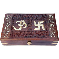 FORESTIS GALLINARIA Wooden OM Box for Good Luck| Jewellery Box| Decorative Case| Kit| Vanity| Organiser For Women, Necklaces, cash, gold (Pious Galaxy 10x6)