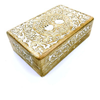 UniqueKrafts Wooden Jewelry Organizer Carving Decorative Case Kit storage boxes jewellery box organisers Vanity Organiser for Women, jewellery box for girls (8 Inches)