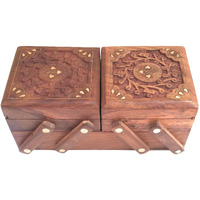 ITOS365 Handmade Wooden Jewellery Box for Women Jewel Organizer Hand Carved Carvings Gift Items