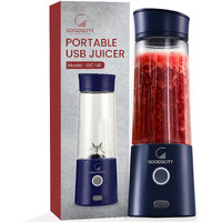 Goodscity Blender For Smoothie And Juices | Portable Hand Blender For Kitchen | Usb Rechargeable Fruit Juicer | 6 Sharp Ss Blade | 400 Ml Food Grade Jar | Long Battery Life | 1 Yr WarrantyGC141