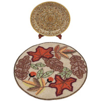 FliHaut Handcrafted Beautiful Round Beaded Decorative Placemat for Dining Table (14 inches) Multi colour