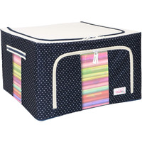 BlushBees Living Box - 600D Oxford Fabric Storage Boxes for Clothes, Large Saree Cover Bags - 55 Litre, Pack of 1, Polka Dots Blue
