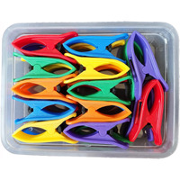 KITSEN 24 Pcs Cloth Drying Clips, Clothes Pegs for Rope/Stand/Pipe Packed in Storage Box (Multi Color)