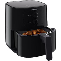 PHILIPS Air Fryer HD9200/90, uses up to 90% less fat, 1400W, 4.1 Liter, with Rapid Air Technology (Black), Large
