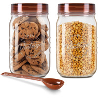 MILTON Vintage Pet Jar Set Of 2, 1 Litre Each, Transparent | Food Grade | Air Tight | Bpa Free | Food Storage Container, Polyethylene Terephthalate, Brown