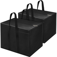 Storite 2 Pack Nylon 85 L Moisture Proof Multi-Purpose Underbed Storage Bag/Clothing Storage Organiser/Toy Storage/Stationery Paper Storage Bag with Zipper and Strong Handle (Black,57x36.8 x40.5 cm)