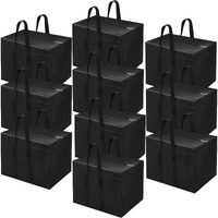 Storite 10 Pack Nylon 85 L Moisture Proof Multi-Purpose Underbed Storage Bag/Clothing Storage Organiser/Toy Storage/Stationery Paper Storage Bag with Zipper and Strong Handle (Black,57x36.8 x40.5 cm)