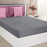 Mattress Protector Water Resistant Mattress Protector, Terry Cotton Ultra Soft Bed Cover, Lycra Elastic Fitted Bed Protector - 78 x 36 Inch / 6.5 x 3 Feet, Single Bed  Grey