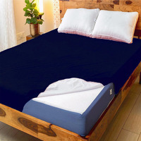 GADDA CO Terry Cotton Feel Ultra Soft Water Resistant Mattress Bed Protector Cover with Breathable and Stretchable Mattress Topper - 78 X 48 Inch / 6.5 X 4 Feet  Twin/Single Bed  Dark Blue
