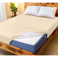GADDA CO Terry Cotton Feel Ultra Soft Bed Bug Waterproof Mattress Cover, Fitted Bed Cover with Breathable Lycra - 75 X 60 Inch / 6.25 X 5 Feet  Queen Bed - Beige