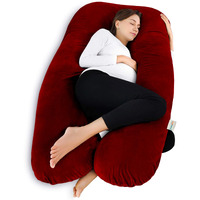 OYO BABY Maternity Pillows for Pregnancy Sleeping | Pregnancy Pillows for Sleeping, Maternity Pillow for Pregnant Women, U-Shaped Pillow, Washable Premium Velvet Cover (Maroon)