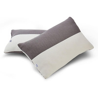 GADDA CO Height Adjustable Hollow Fibre Sleeping Pillow with Zip | Set of 2 (27 X 16 Inch, White and Grey) 6 Months Warranty