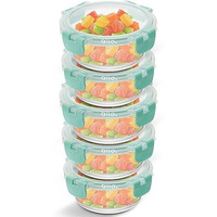 Allo Food Safe Borosilicate Glass Containers with Lids, 450C Oven Microwave Safe Containers, High Borosilicate Meal Prep Borosilicate Glass Food Storage Containers for Kitchen, 400ml x 2, Round