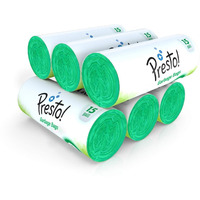 Amazon Brand - Presto! Garbage Bags Large 90 Count|24 x 32 Inches Green, For Wet Waste|15 bags/roll (Pack of 6)