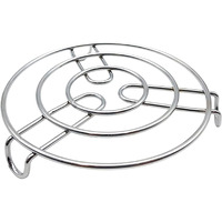 Kuber Industries Iron Stand | Stainless Steel Trivet |Round Steamer Rack for Kitchen | Heat Resistant Hot Plate Dishes Holder | Cooker Donga Stand | Silver