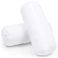 MY ARMOR Microfibre Round Bolster Bed/Sofa/Diwan Pillow | Light, Soft & Fluffy for Neck & Back Support | Washable Breathable, Durable | Inner Cover Only | WHITE, Pack of 2 [10 x 25]