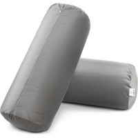 MY ARMOR Microfibre Round Bolster Bed/Sofa/Diwan Pillow | Light, Soft & Fluffy for Neck & Back Support | Washable, Durable | Premium Velvet Outer Cover with Zip | GREY, Pack of 2 [10 x 25]