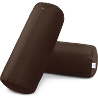 MY ARMOR Microfibre Round Bolster Bed/Sofa/Diwan Pillow | Light, Soft & Fluffy for Neck & Back Support | Washable, Durable | Premium Velvet Outer Cover with Zip |BROWN, Pack of 2 [10 x 25]