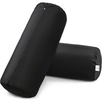 MY ARMOR Microfibre Round Bolster Bed/Sofa/Diwan Pillow | Light, Soft & Fluffy for Neck & Back Support | Washable, Durable | Premium Velvet Outer Cover with Zip | BLACK, Pack of 2 [10 x 25]
