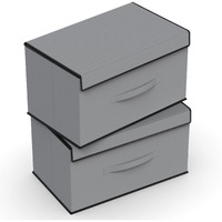 MY ARMOR Non-Woven Shirt Stacker/Foldable Clothes Organizer for Wardrobe, Closet, 40 x 24 x 24 CM, Top-Lid Design (Grey, Pack of 2)