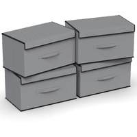 MY ARMOR Non-Woven Shirt Stacker/Foldable Clothes Organizer for Wardrobe, Closet, 40 x 24 x 24 CM, Top-Lid Design (Grey, Pack of 4)