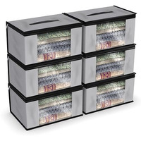 MY ARMOR Non-Woven Saree Cover Wardrobe Organizer with Zip for Storage, Moisture & Dust Proof Packing Bag for Wedding, 40 x 32 x 22 CM (Grey, Pack of 6)