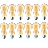 Gesto 4W E27 E26 Base Filament Bulbs | Edison Bulb | Filament Antique Bulb | 15000 Light Hours | Hanging Light Led Bulb Warm White 2700K Antique Vintage Filament Light Bulbs (Pack Of 12)