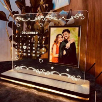 BnC Gifts Acrylic Personalized Led Photo Frame - Anniversary Calendar | Best & Unique Gift For Anniversary Gift, Wedding & Home Dcor, Wall Mount (Transparent)