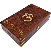 FORESTIS GALLINARIA Exquisitely Hand Brass-Filled Wooden OM Box for Good Luck| Jewellery Box| Handmade Decorative Case| Kit (10x6 Inches, OM)