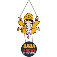 Artvibes Baba Knows Printed Wooden Wall Hanger with Quotes for Home Decor | Office | Gifts | Living Room | Bedroom | Wood Decorative Items | Modern Decoration | Artworks Hangings (WH_5706N)