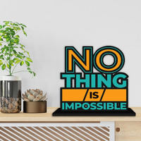 Artvibes Wooden Idols and Figurine Nothing Is Impossible Quotes Table Decor for Office Desk Showpiece | Home Decoration | Living Room | Modern Gifting Item (SP_1144)