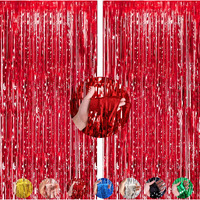 Flyloons Red Foil Curtain Pack of 2 for Birthday, Anniversaries, Graduation, Retirement, Baby Shower Decoration