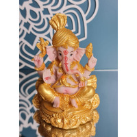 SATYAM KRAFT 1 Pcs PolyResin Gold Color Shree Ganesha God Idol statue -Murti Showpiece for Home Decor Ganpati Decoration for Rakshabandhan Gifting, Pooja, Office, Living Room, Mandir, figurines item