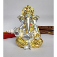 Gold Art India Ganesha | Gold & Silver Plated Ganesh Idol | Ganesh Murti for Premium Home Dcor | Vinayaka for House Warming Gift | Vighnaharta for Office Desk | Ganesh Idol Big(TWOTONEMATTE 7.1)