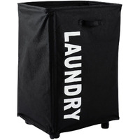 HOKIPO Foldable Laundry Hamper with Wheels, Black (AR-4858-BLK)