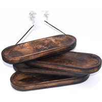 Pure Source India Natural Wood Incense Holder and Ash Catcher (11 X 4 Inch, Set of- 4, Oval)