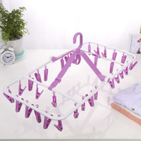 Umi. Plastic 360 Degree Portable Folding Clothes Drying Rack Space Saving Travel Rotatable Clips, Clothesline Hanging Underwear Socks -(32 Clips), Multicolor