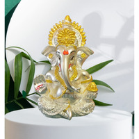 Gold Art India 999 Silver Plated Ganesha/Vinayaka/Vinayagar/Pillayar Idol Car Dashboard/Gifting/Home & Office Decor 3.5 inches (Silver) (Silver Matte)