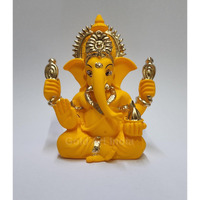 Gold Art India Handcrafted Mango Terracotta Ganesha with Golden Jewelry for Car Dashboard, Home/Office Decor, Gifting/housewarming gifts (4HANDGANESHAYELLOWTERRACOTTA 3.3 )