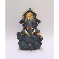 Gold Art India Dark Grey Ganesha Idol Ganesh for Car Dashboard Statue Ganpati Vinayaka Vinayagar Figurine Diwali Gifts Home Decor Luck, Success
