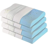 The White Willow Set of 4 Cervical Orthopedic Memory Foam Cooling Gel Extra Small Size Contour Neck Support Sleeping Bed Pillow with Removable Zip Cover (24 L x 16.5 W x 4.5 H) -White