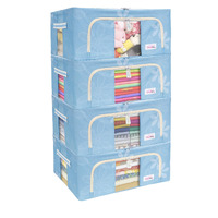 BlushBees Living Box - Foldable Storage Boxes for Clothes, Saree Cover Bags - 44 Litre, Pack of 4, Blue