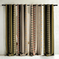 SPACES DRAPE STORY Polyester Turkish Tribal Digital Printed Boho Twill Textured Combination Room Darkening Grommet Curtains- Set of 4 7Ft Door Curtain (Beige & Khaki)