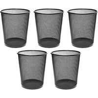 GoodWill Tech Recycling Dustbins - Pack Of 5 Metal Mesh Dustbins Waster Basket For Home/Office/Coffee Shop/Hotel/Bathroom Non-Toxic Open Waste-Bin/Trashcan - (Black, Small)