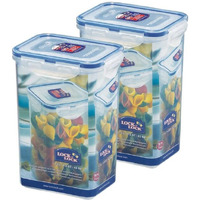 Lock & Lock Classic Rectangular Plastic Airtight Food Storage Container with Leak Proof Lid, 1.3 Liter, Transparent, Set of 2 (HPL809 x 2)